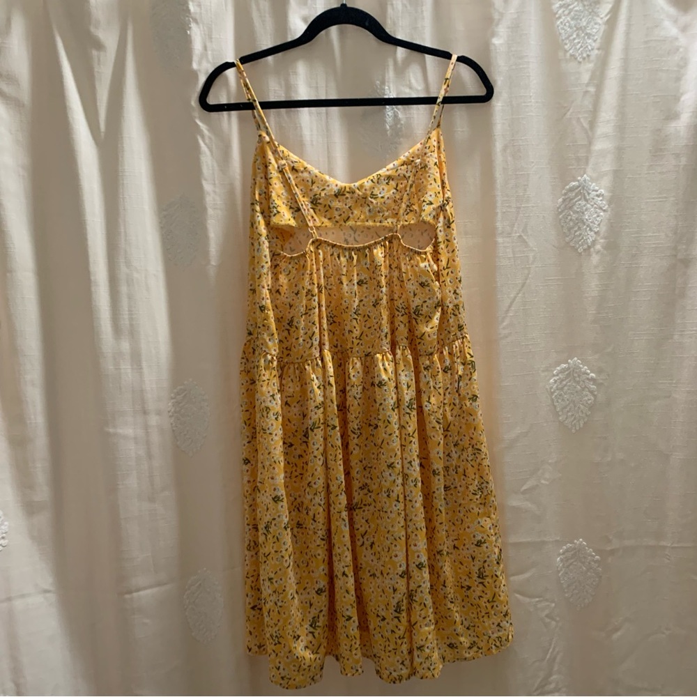 Yellow Ditsy Floral Print Lightweight Cami Dress - Picture 2 of 10